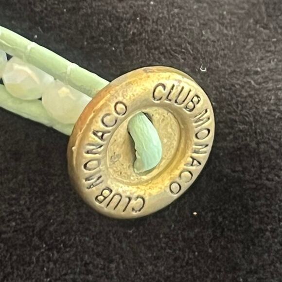 Club Monaco Beaded Wrap Bracelet Mint Green, Gold & White Beads. Adjustable - Picture 2 of 3